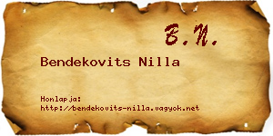 Bendekovits Nilla névjegykártya